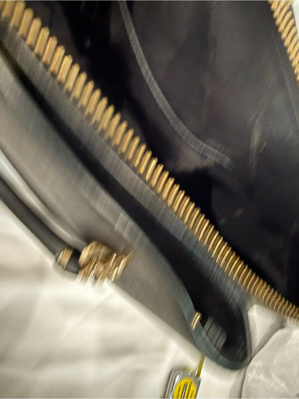 Michael Kors Rochelle Black Leather Satchel Tote Gold Hardware Top Zip Closure